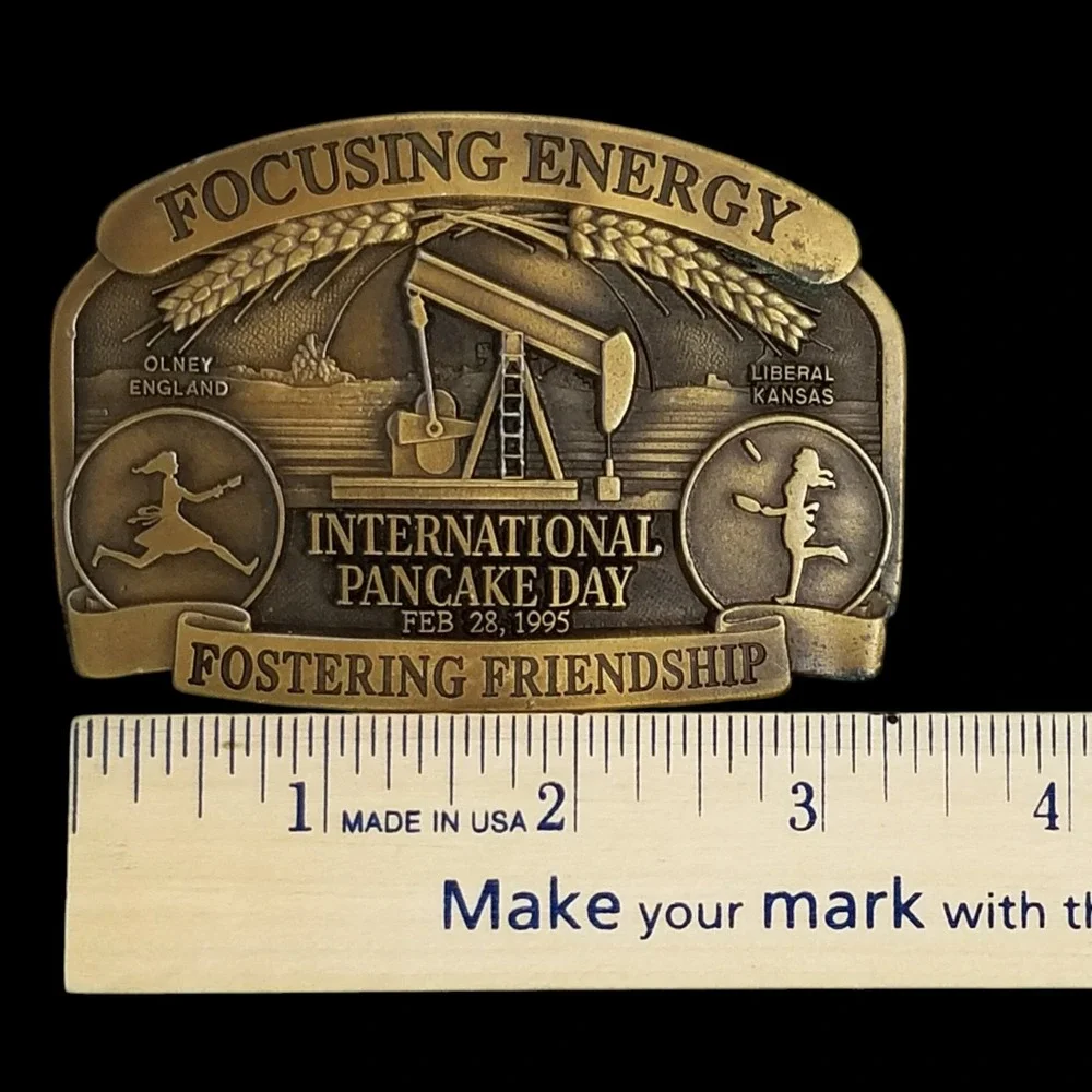 Belt Buckle Vintage 1995 International Pancake Day Western Associates Solid Bras